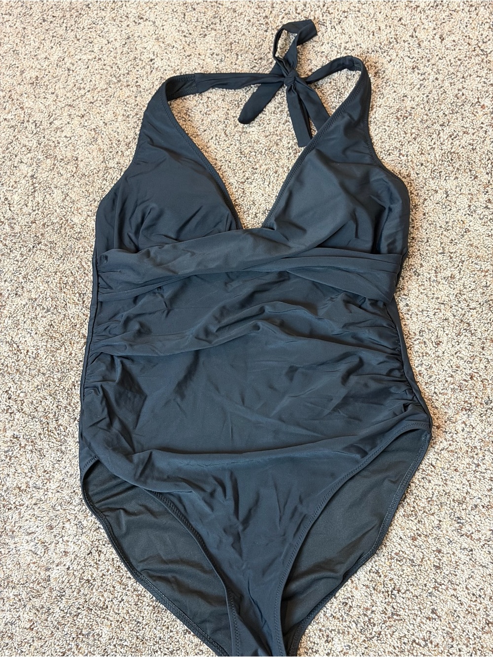 Classic Black One-Piece Halter Swimsuit